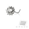 12PCS OF MULTI CZ MANDALA FLOWER 316L SURGICAL STEEL L-SHAPE NOSE BOX